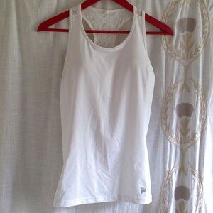 Fila Sport White Racerback Tank Top Built in Bra Padded with Lace Back Medium